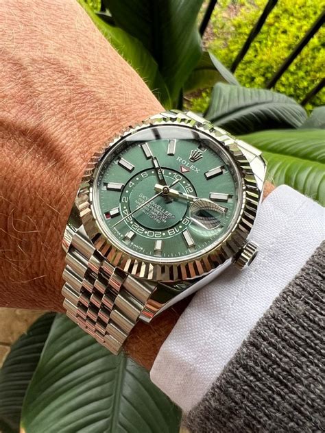 rolex sky dweller mint green jubilee|rolex sky dweller in stock.